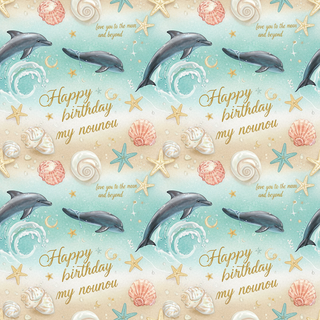 Personalized Birthday Wrapping Paper - happy birthday nounou, love | Custom AI Design | Wrapelle