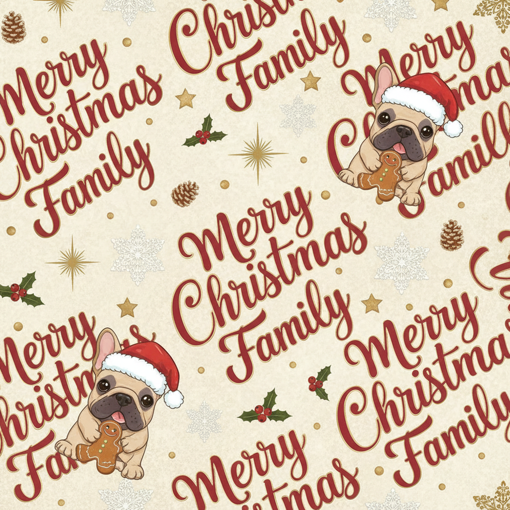 Personalized Christmas Wrapping Paper - merry christmas family font | Custom AI Design | Wrapelle