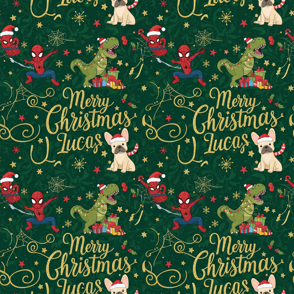 Personalized Christmas Wrapping Paper - write ‘merry christmas lucas’ | Custom AI Design | Wrapelle