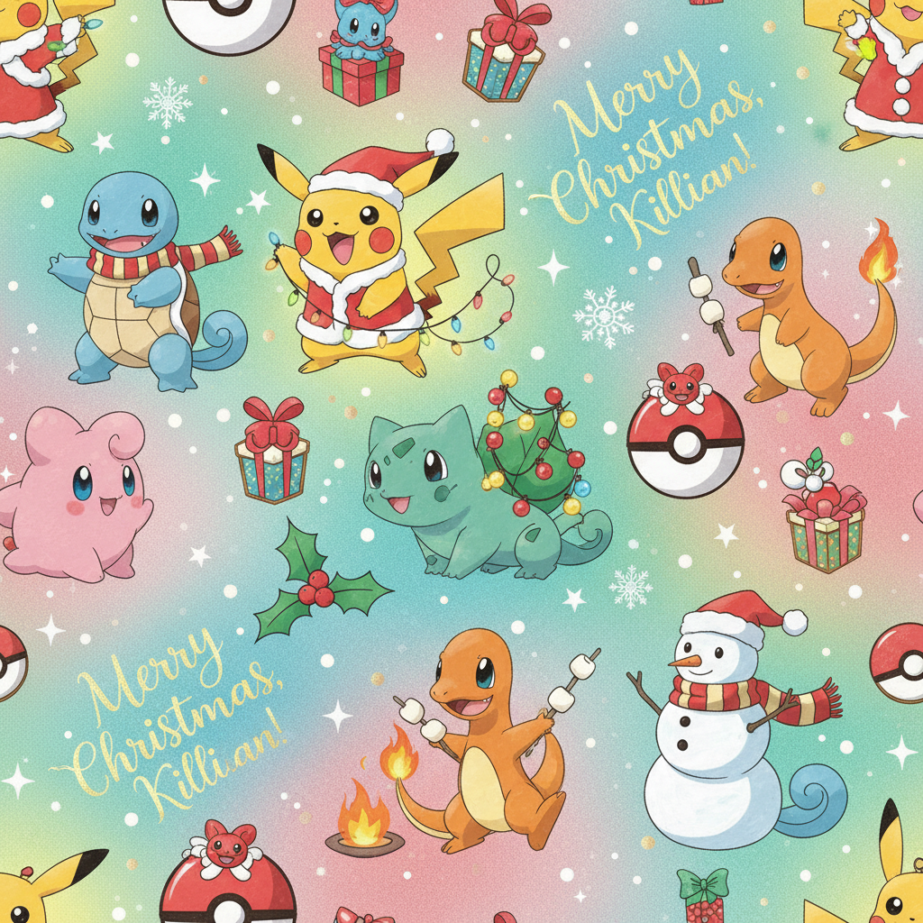 Personalized Christmas Wrapping Paper - ,whitty bright! merry christmas, | Custom AI Design | Wrapelle