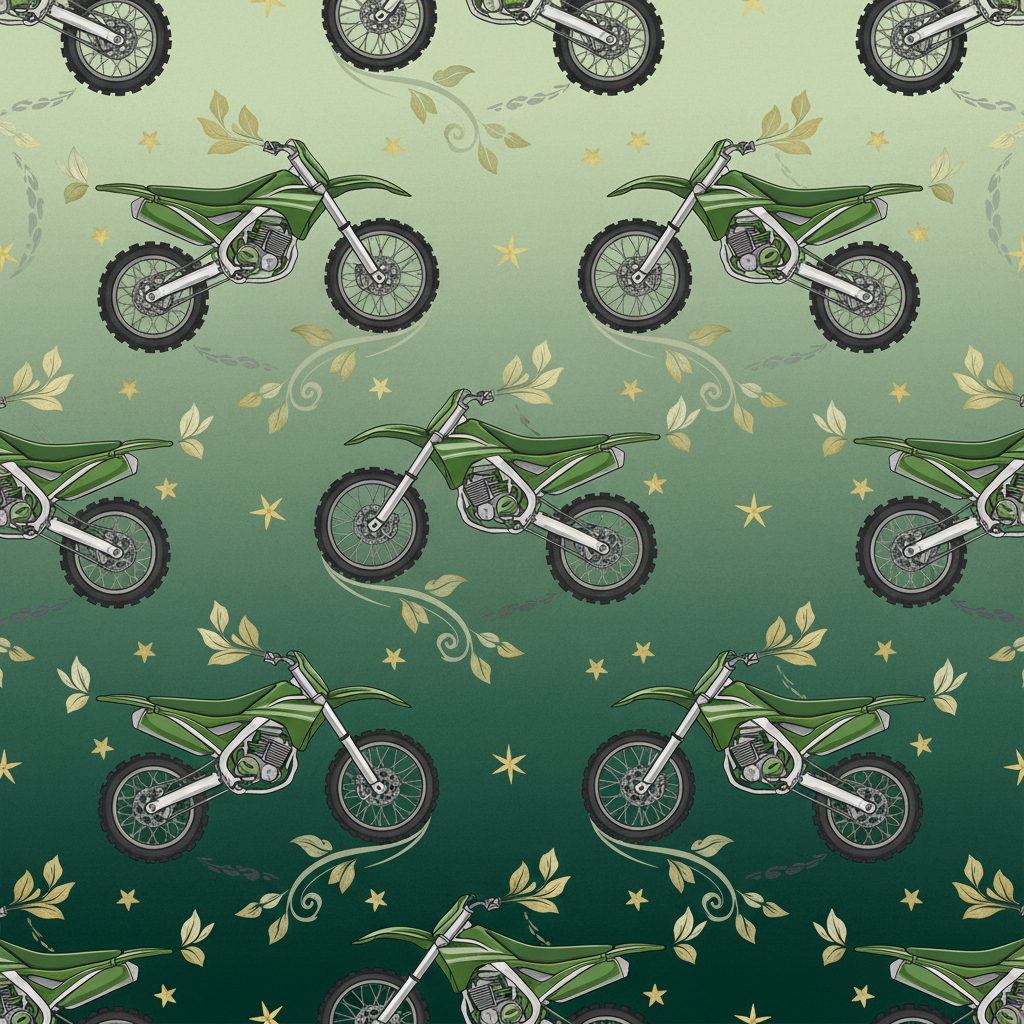 Personalized Christmas Wrapping Paper - green dirt bike | Custom AI Design | Wrapelle