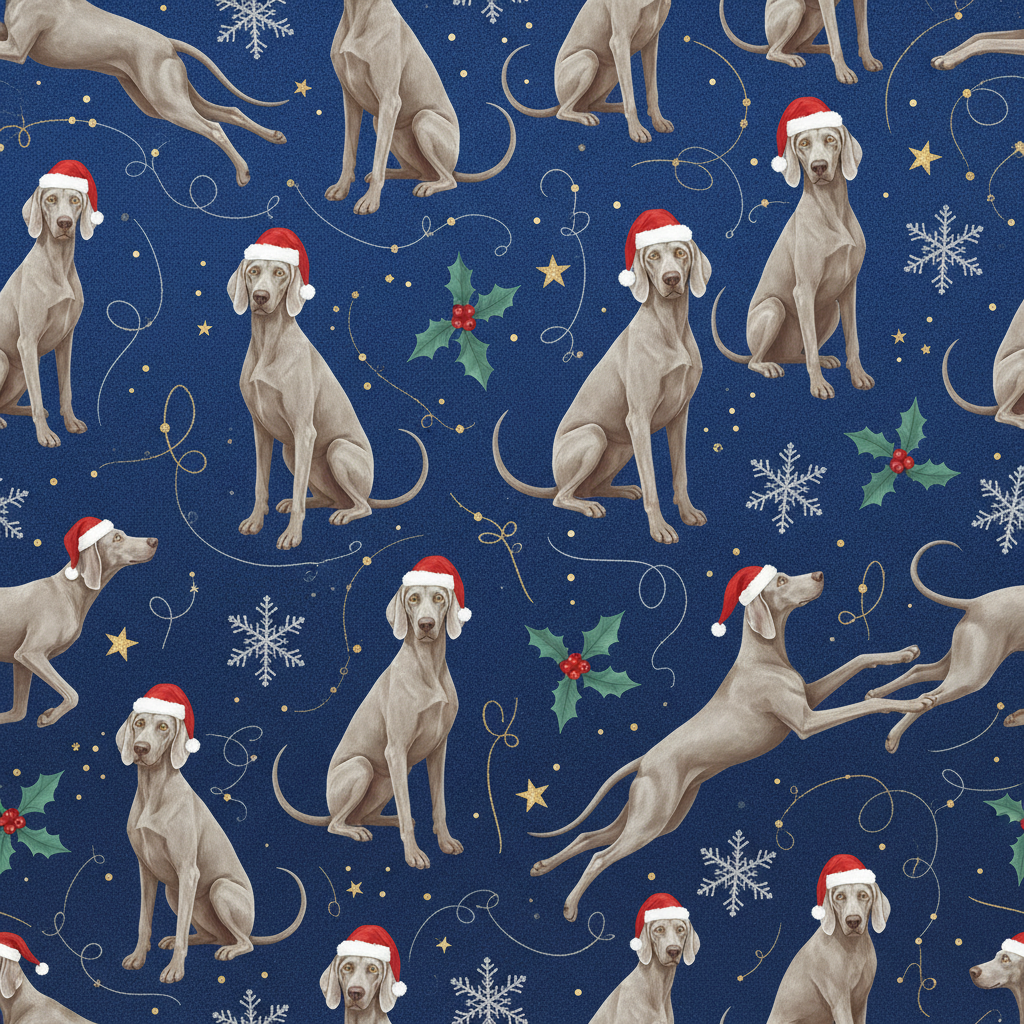 Personalized Christmas Wrapping Paper - weimaraner with santa | Custom AI Design | Wrapelle