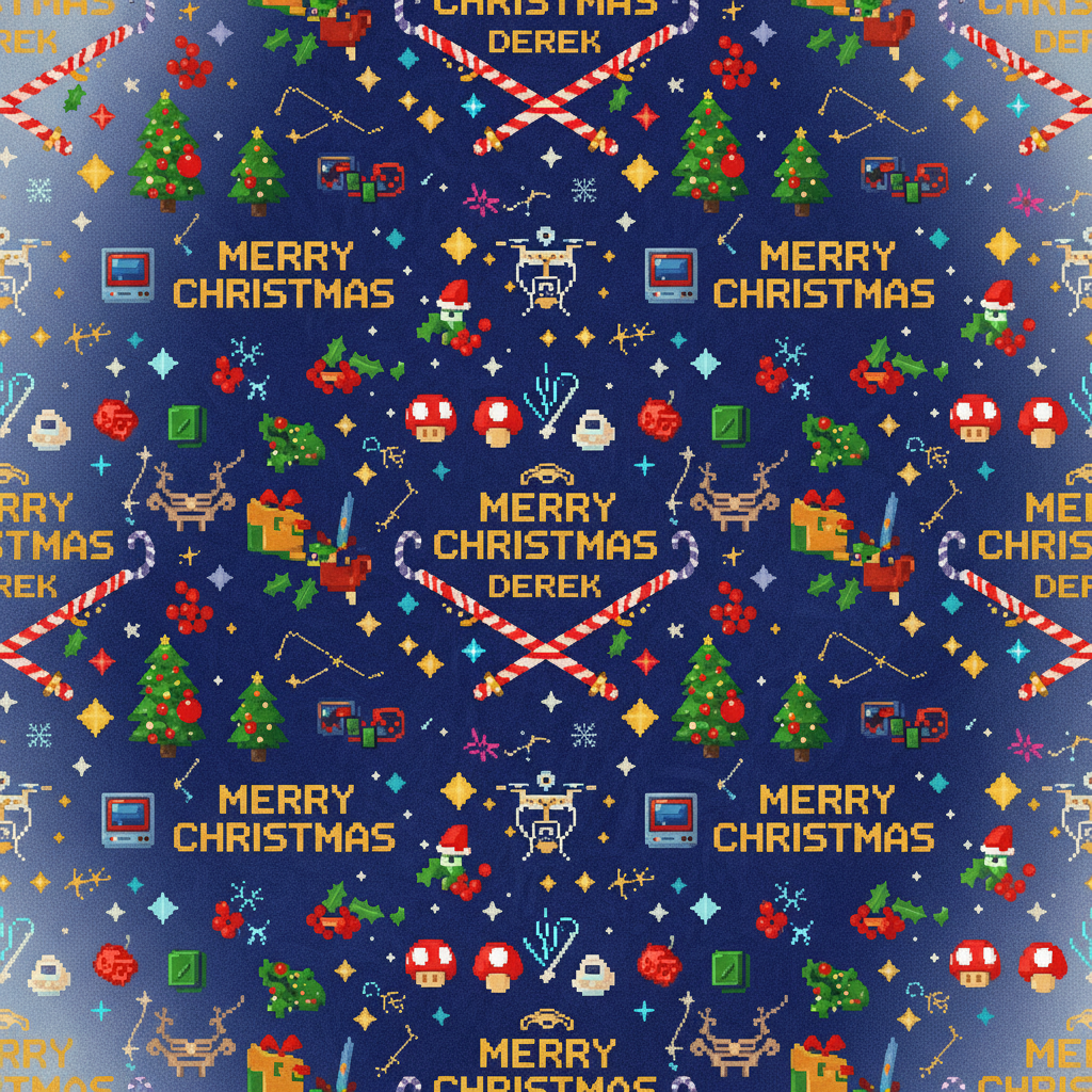 Personalized Christmas Wrapping Paper - merry christmas derek video | Custom AI Design | Wrapelle