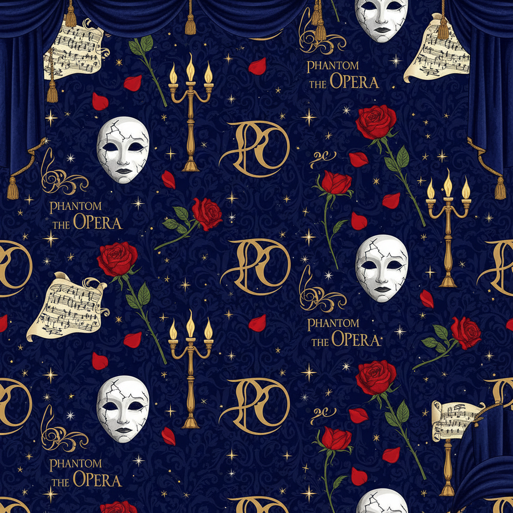 Personalized Christmas Wrapping Paper - phantom opera | Custom AI Design | Wrapelle