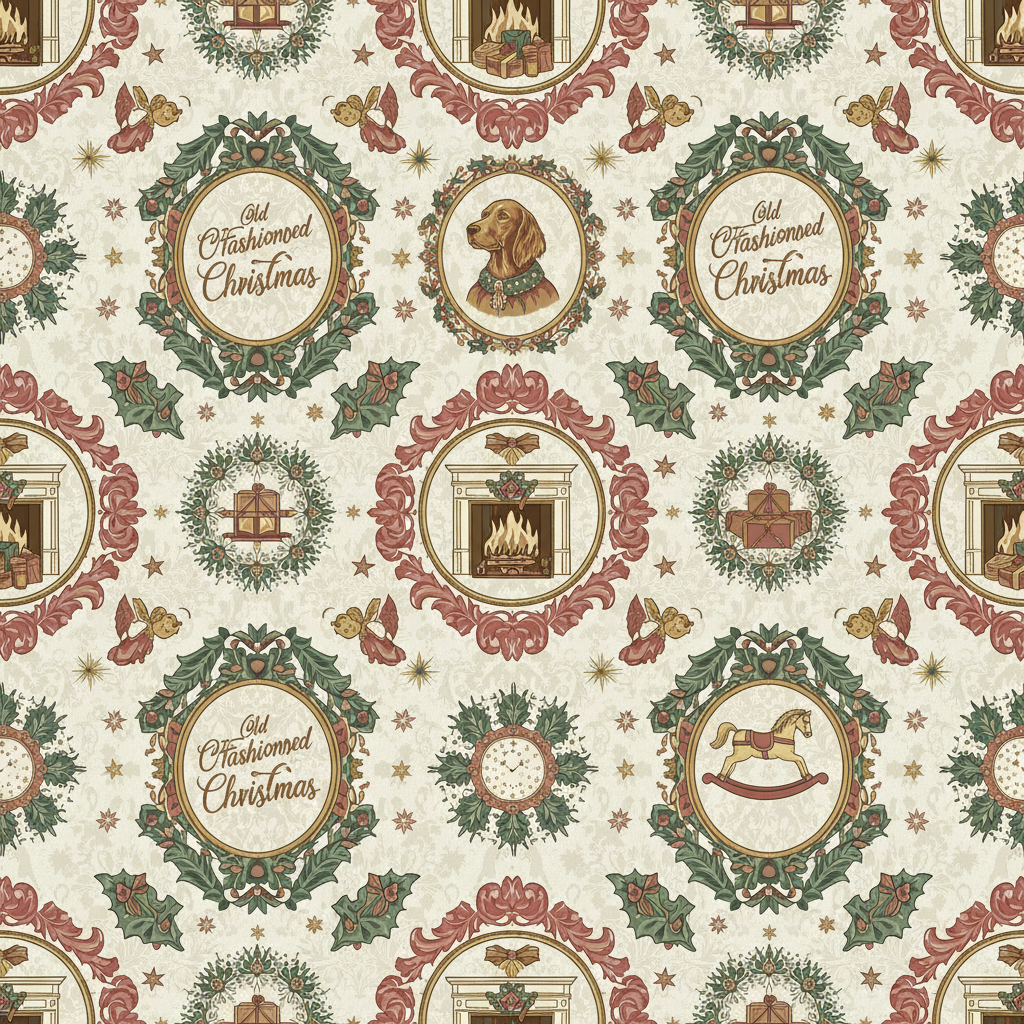 Personalized Christmas Wrapping Paper - create vintage christmas design | Custom AI Design | Wrapelle