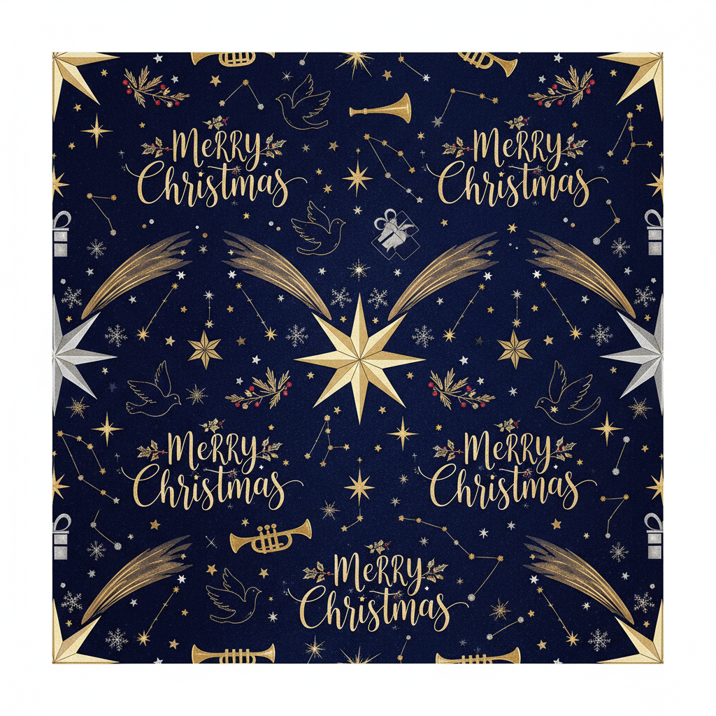 Personalized Christmas Wrapping Paper - merry christmas showing star | Custom AI Design | Wrapelle
