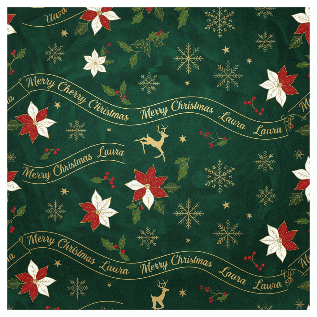 Personalized Christmas Wrapping Paper - merry christmas laura | Custom AI Design | Wrapelle