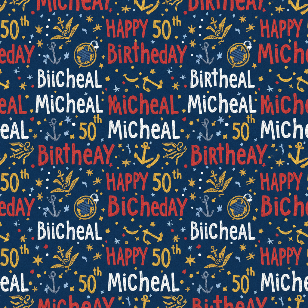 Personalized Birthday Wrapping Paper - happy 50th birthday micheal, | Custom AI Design | Wrapelle