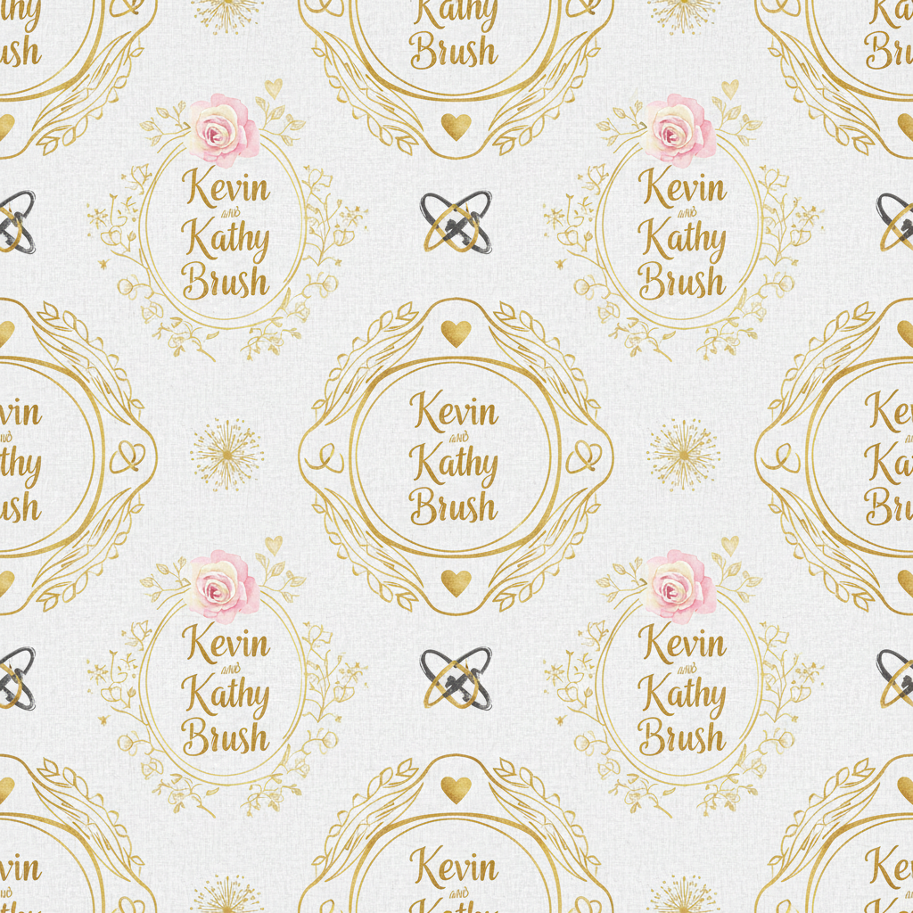 Personalized Wedding Wrapping Paper - kevin kathy brush | Custom AI Design | Wrapelle