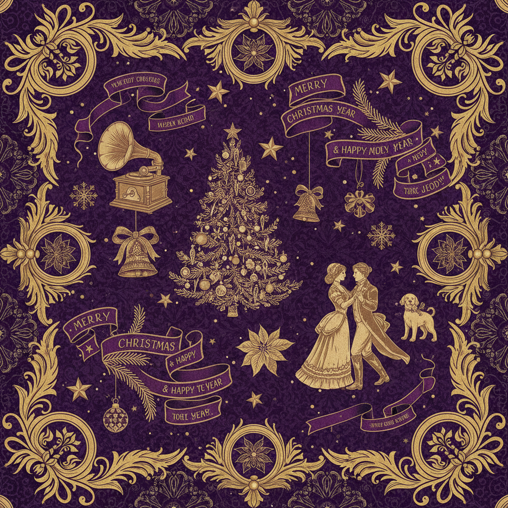 Personalized Christmas Wrapping Paper - elegant, vintage, gilded christmas | Custom AI Design | Wrapelle