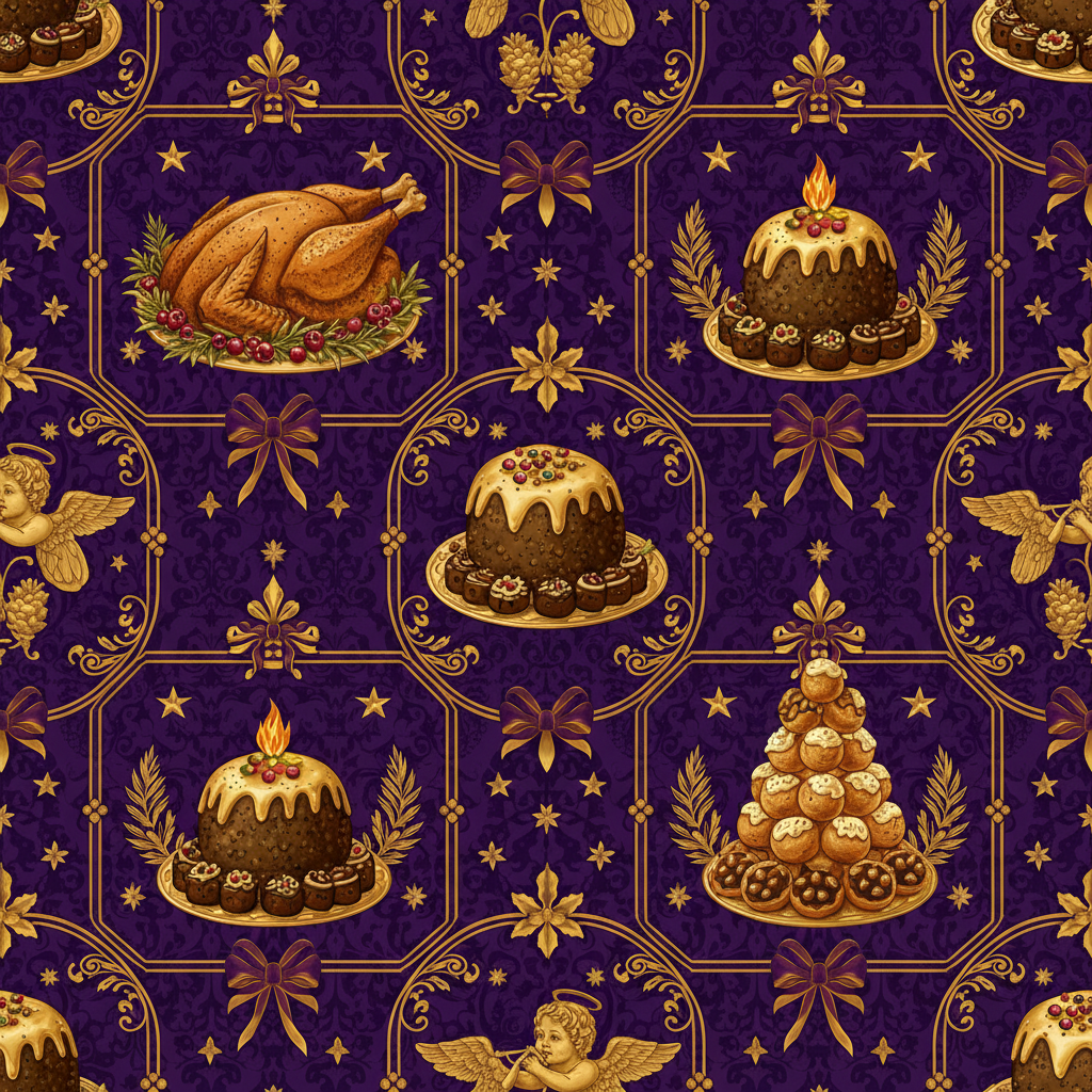 Personalized Christmas Wrapping Paper - elegant, vintage, gilded christmas | Custom AI Design | Wrapelle