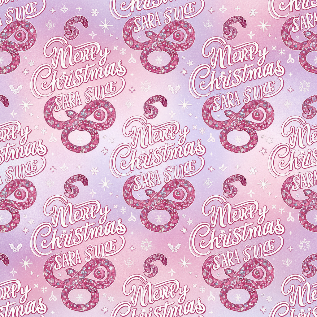 Personalized Christmas Wrapping Paper - merry christmas sara surrounded | Custom AI Design | Wrapelle