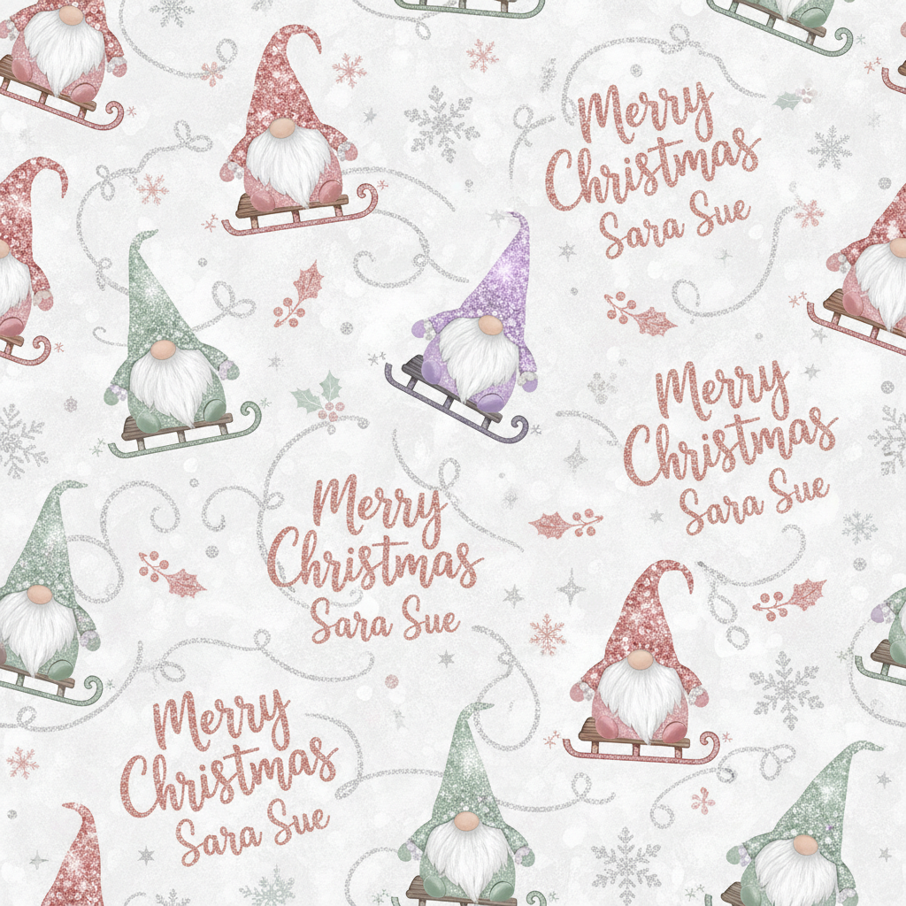 Personalized Christmas Wrapping Paper - merry christmas sara surrounded | Custom AI Design | Wrapelle