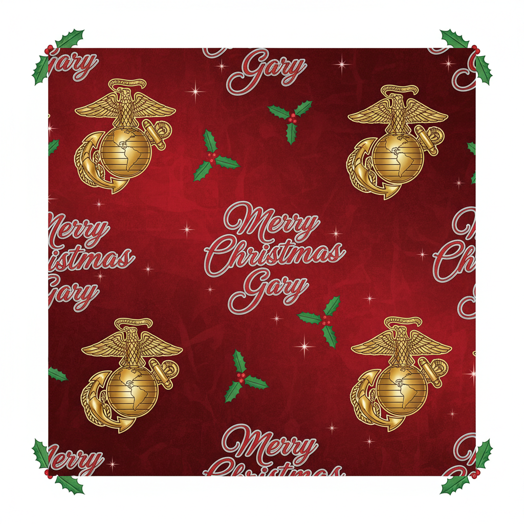 Personalized Christmas Wrapping Paper - merry christmas gary marine | Custom AI Design | Wrapelle
