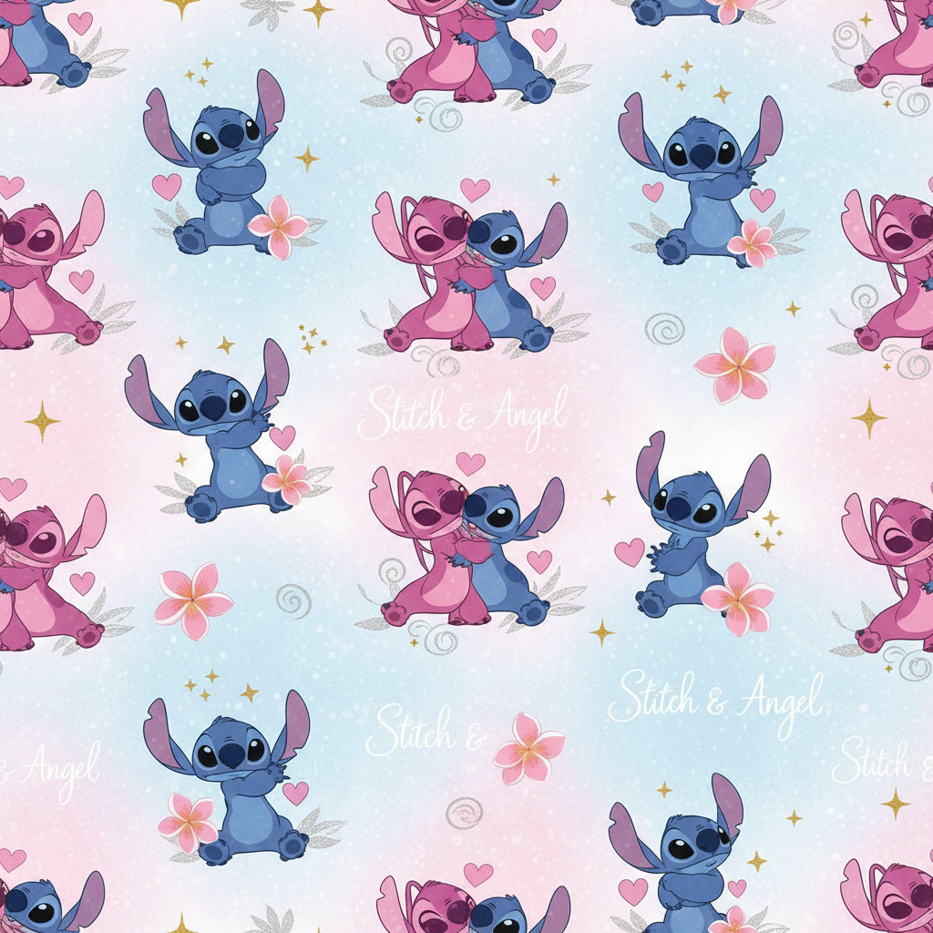 Personalized Birthday Wrapping Paper - stitch angel | Custom AI Design | Wrapelle