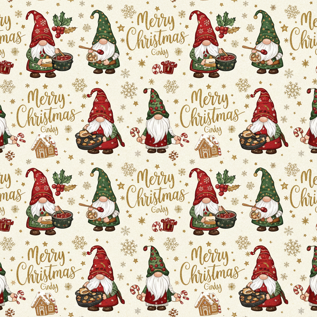 Personalized Christmas Wrapping Paper - merry christmas cindy surrounded | Custom AI Design | Wrapelle