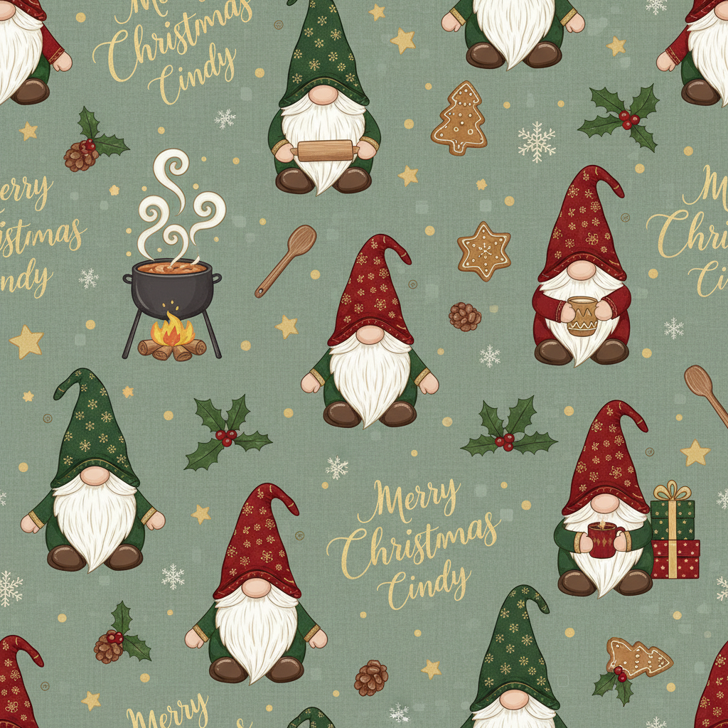 Personalized Christmas Wrapping Paper - merry christmas cindy surrounded | Custom AI Design | Wrapelle
