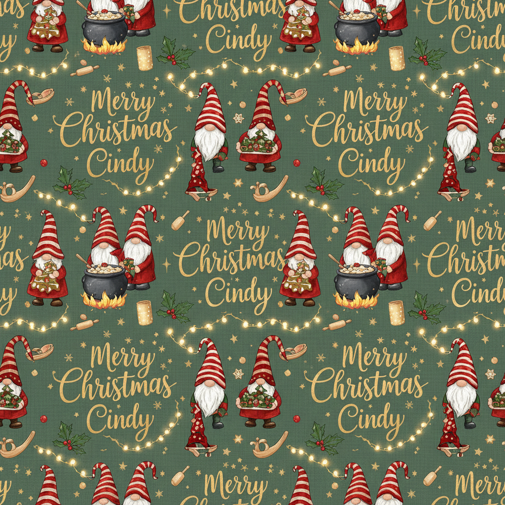 Personalized Christmas Wrapping Paper - merry christmas cindy surrounded | Custom AI Design | Wrapelle