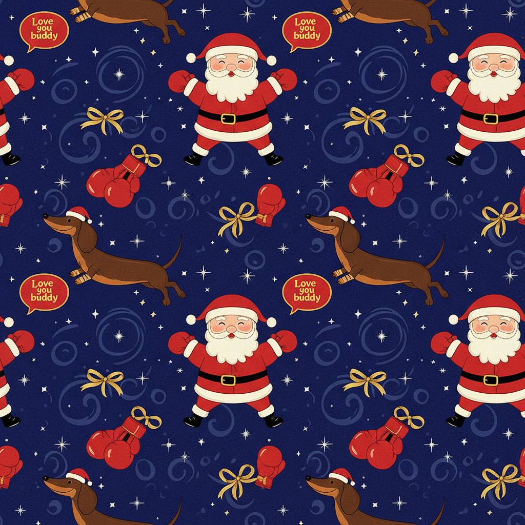 Personalized Christmas Wrapping Paper - love buddy, boxing, santa, | Custom AI Design | Wrapelle