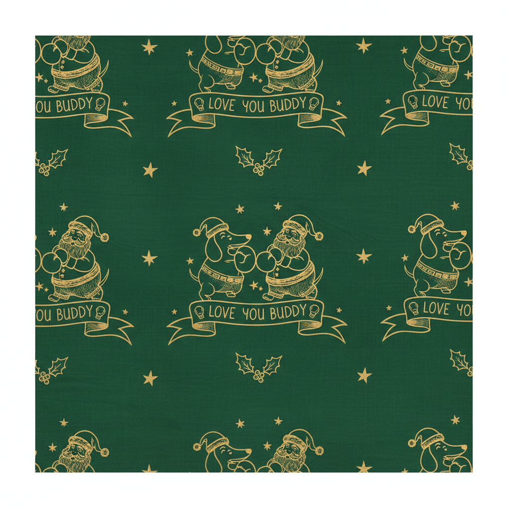 Personalized Christmas Wrapping Paper - love buddy, boxing, santa, | Custom AI Design | Wrapelle