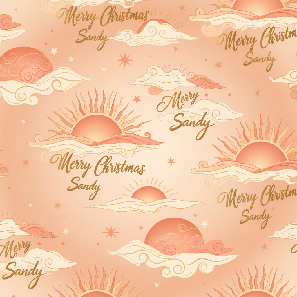 Personalized Christmas Wrapping Paper - merry christmas sandy surrounded | Custom AI Design | Wrapelle