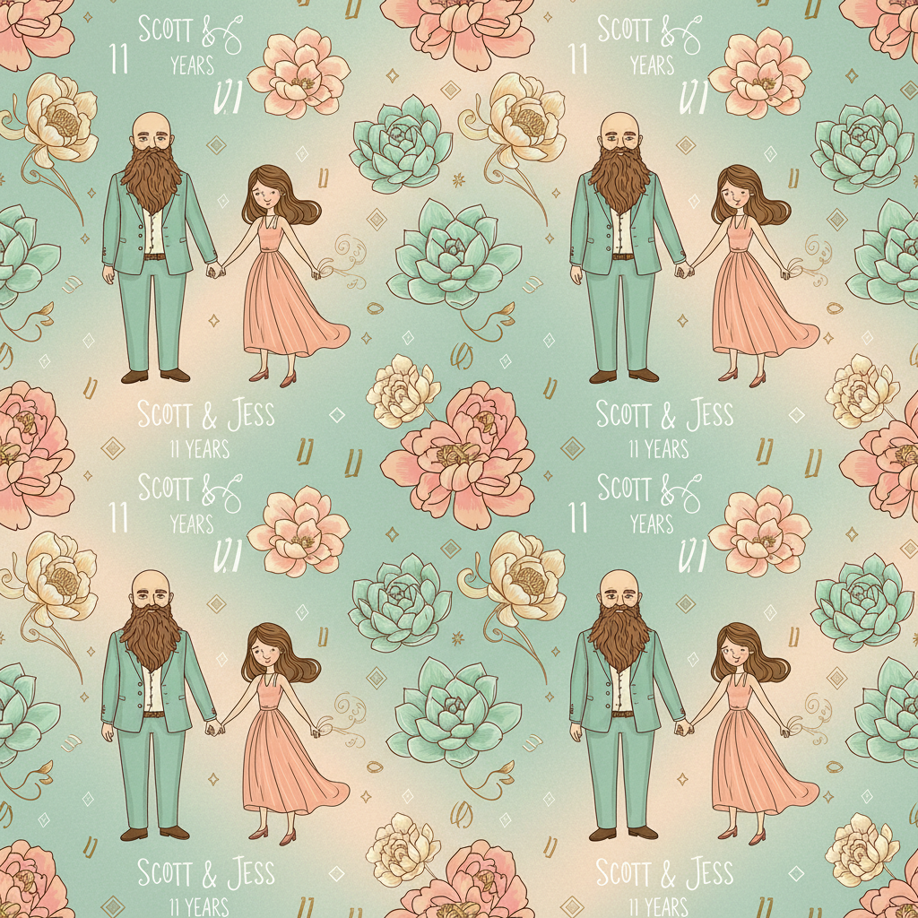 Personalized Anniversary Wrapping Paper - it's 11th anniversary! names | Custom AI Design | Wrapelle