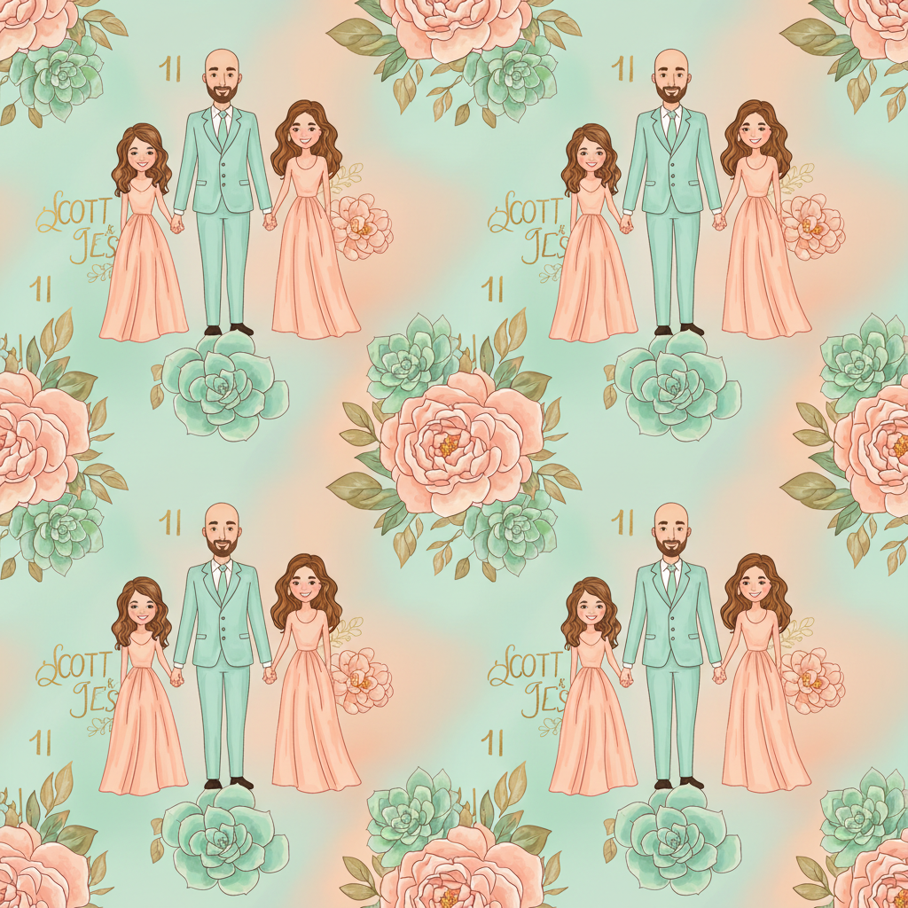 Personalized Anniversary Wrapping Paper - it's 11th anniversary. names | Custom AI Design | Wrapelle