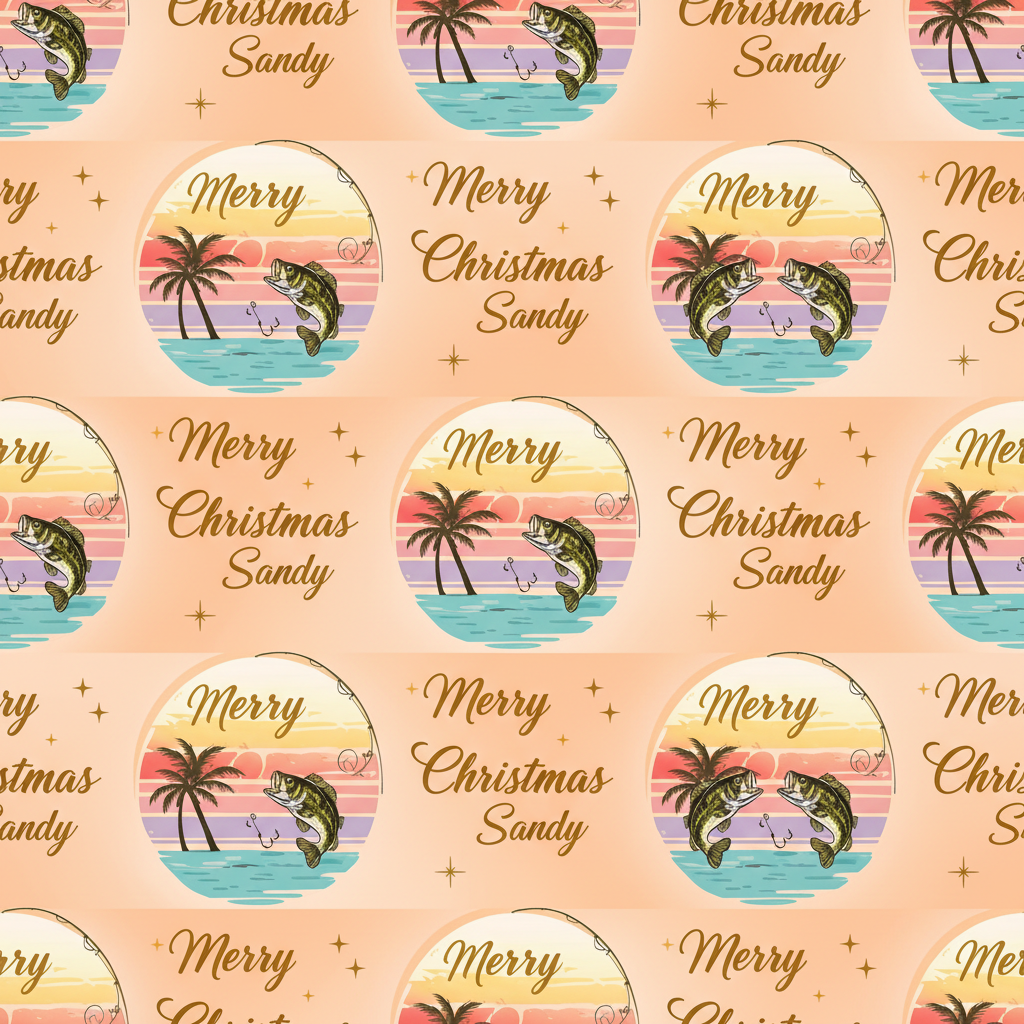 Personalized Christmas Wrapping Paper - merry christmas sandy surrounded | Custom AI Design | Wrapelle