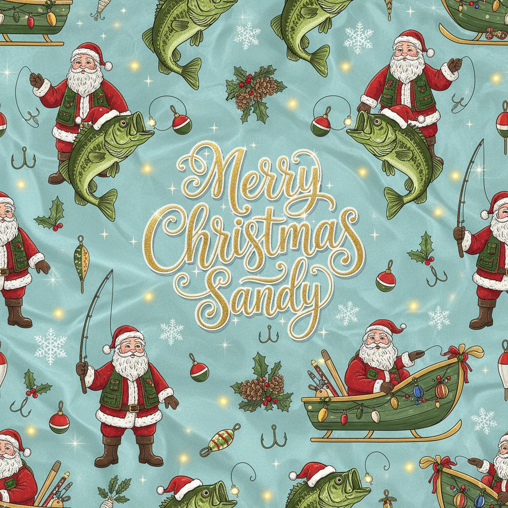 Personalized Christmas Wrapping Paper - merry christmas sandy surrounded | Custom AI Design | Wrapelle