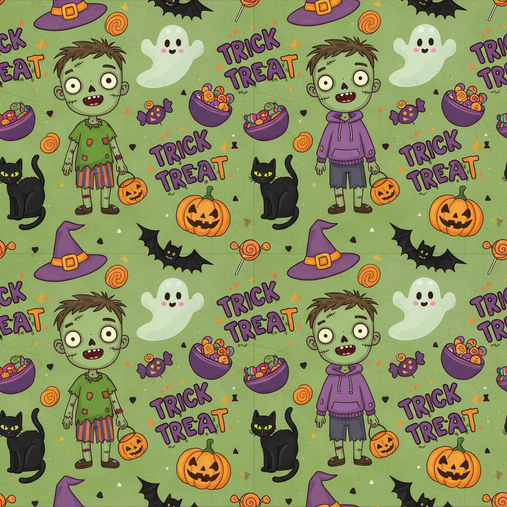 Personalized Halloween Wrapping Paper - generate beautiful, seamless, repeating | Custom AI Design | Wrapelle