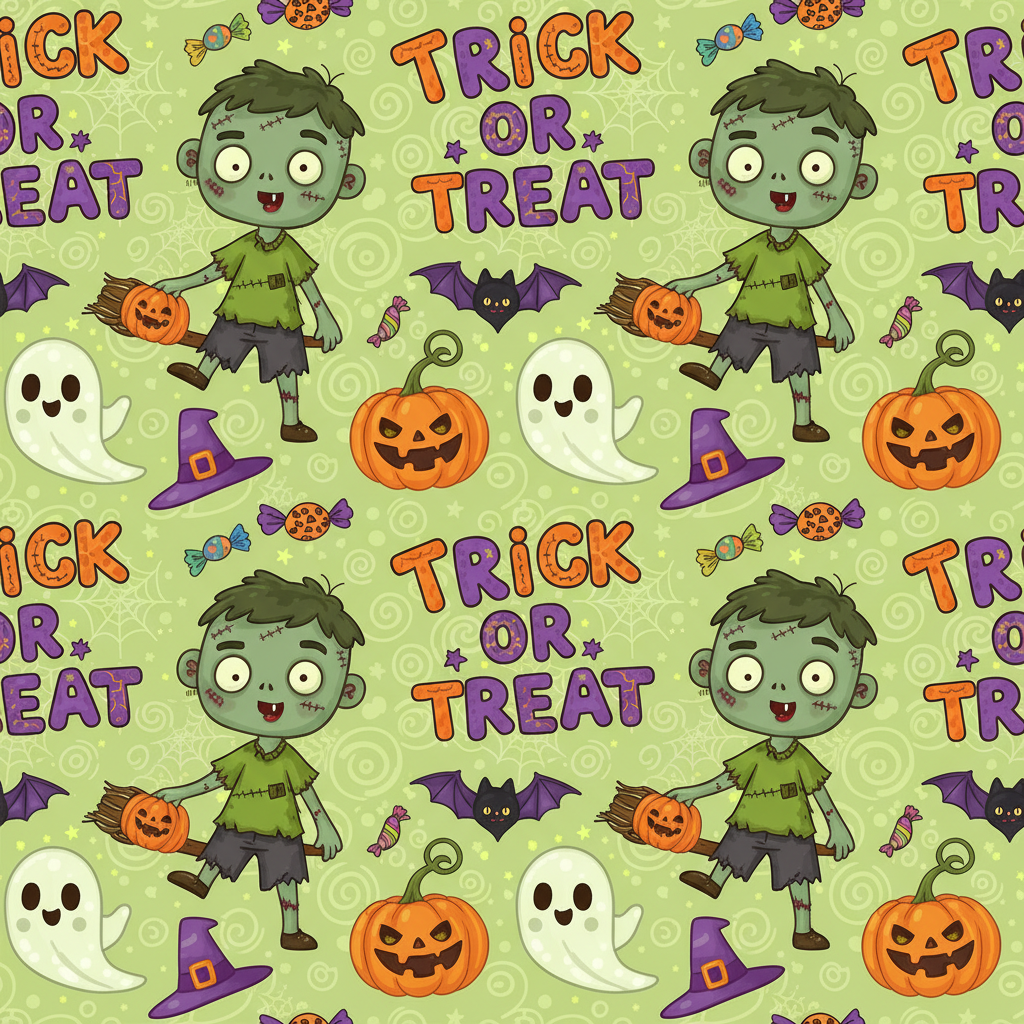 Personalized Halloween Wrapping Paper - theme: halloween (fun playful, | Custom AI Design | Wrapelle
