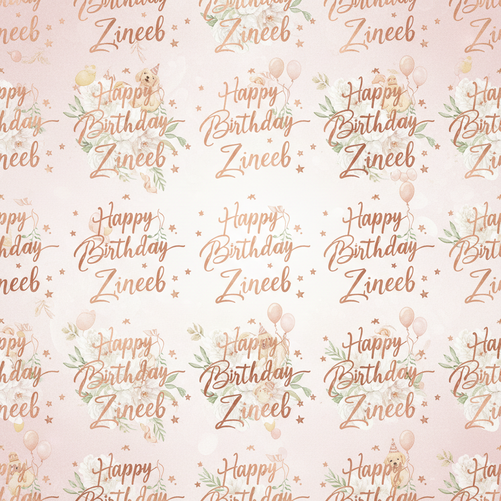 Personalized Birthday Wrapping Paper - happy birthday zineb | Custom AI Design | Wrapelle