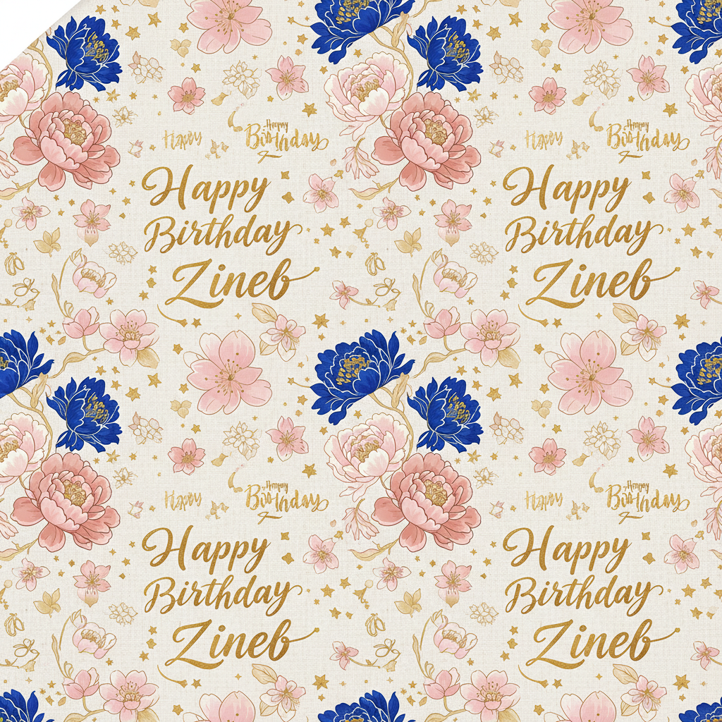 Personalized Birthday Wrapping Paper - happy birthday zineb | Custom AI Design | Wrapelle