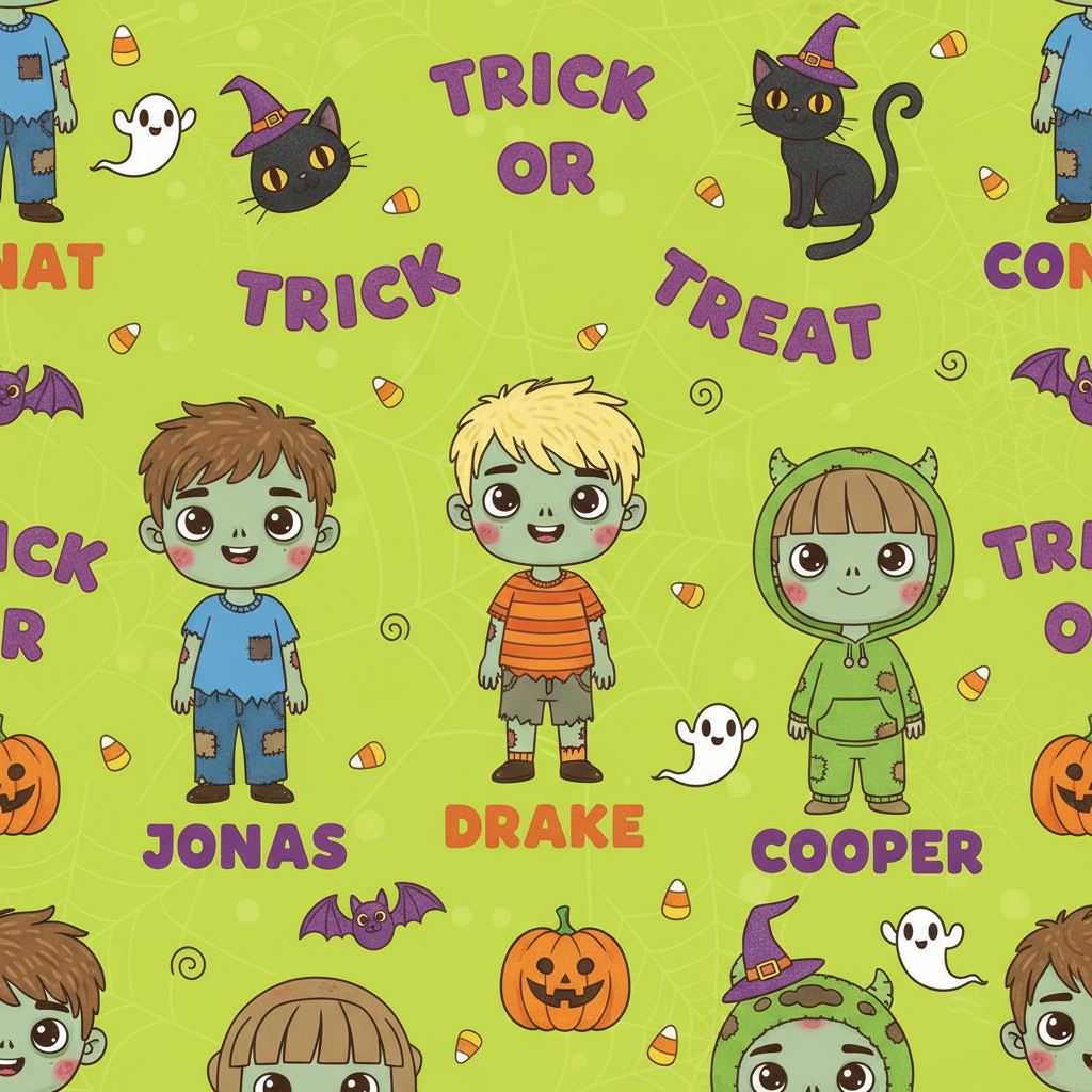 Personalized Halloween Wrapping Paper - want feature boys have | Custom AI Design | Wrapelle
